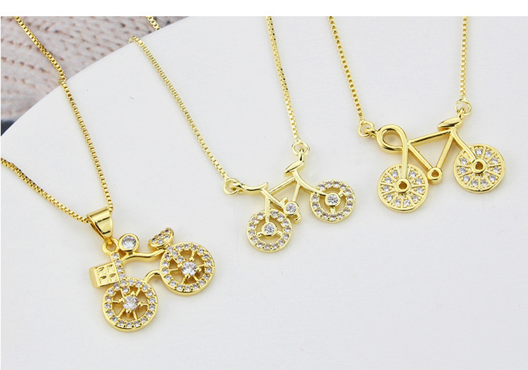 new bicycle series necklace female spot simple copper inlaid zirconium multi-style necklace