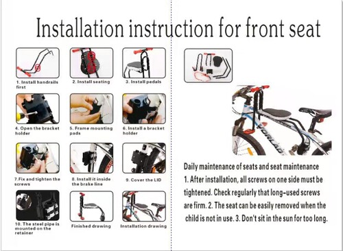 Bicycle child seat, safe baby seat, front mountain bike seat riding supplies
