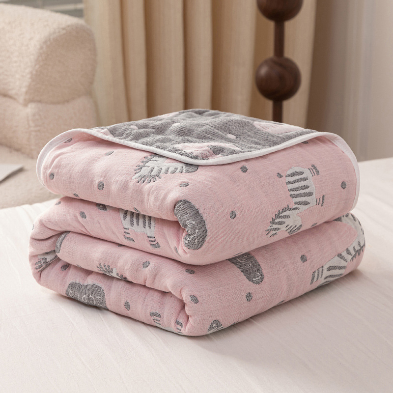(pink zebra) / 90x 100cm "cotton 6 layer yarn" baby