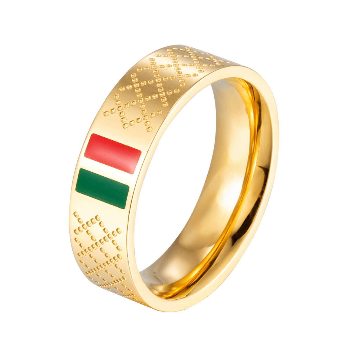 Men's bracelet with red, green, Epoxy tape, ring steel, gold and black three colors_voghion.com