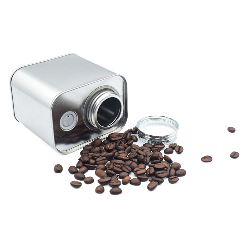 Envase de café del fabricante, lata de hierro, lata sellada para semillas de hierbas, válvula de ventilación unidireccional, lata para almacenamiento de alimentos secos y pimienta.