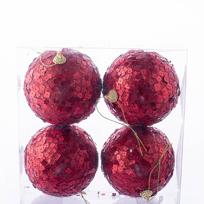 Árbol de Navidad rojo colgante bola Navidad fiesta 10cm espuma Navidad bola lentejuelas decoración del hogar colgante adornos