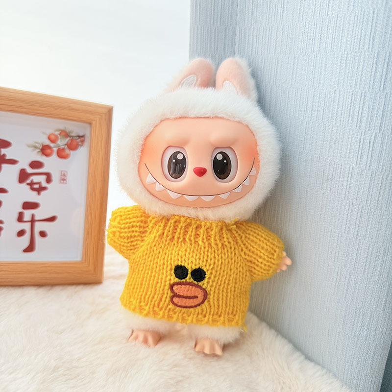 Solo ropa] Llavero de primera y segunda generación Labubu colgante de ropa Rabubu ropa de bebé suéter de punto traje de sombrero