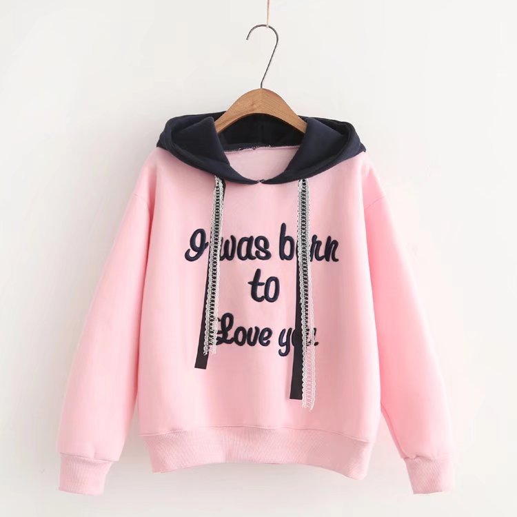 Embroidered Hoodie in Pink