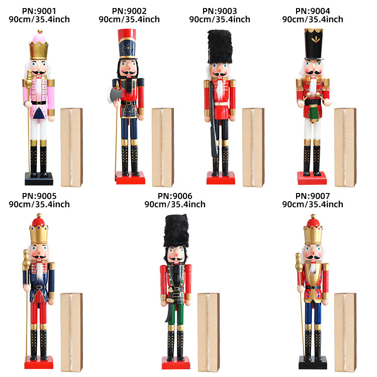 90CM en stock cascanueces marionetas de navidad decoración de la escena del centro comercial rey de nueces artesanías de madera
