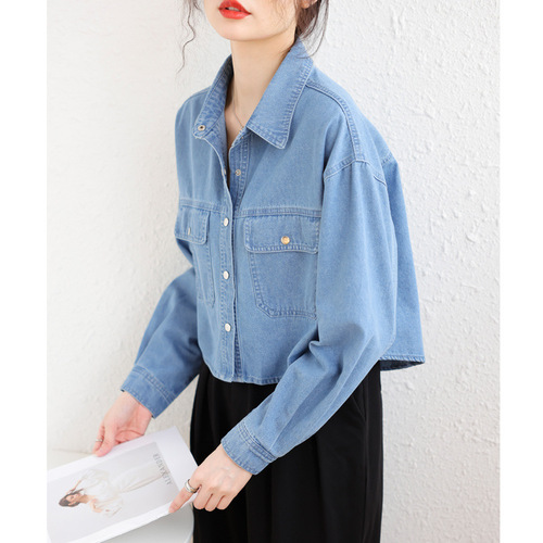Women's New Denim Jacket, Short denim shirt-style jacket, small size thin top