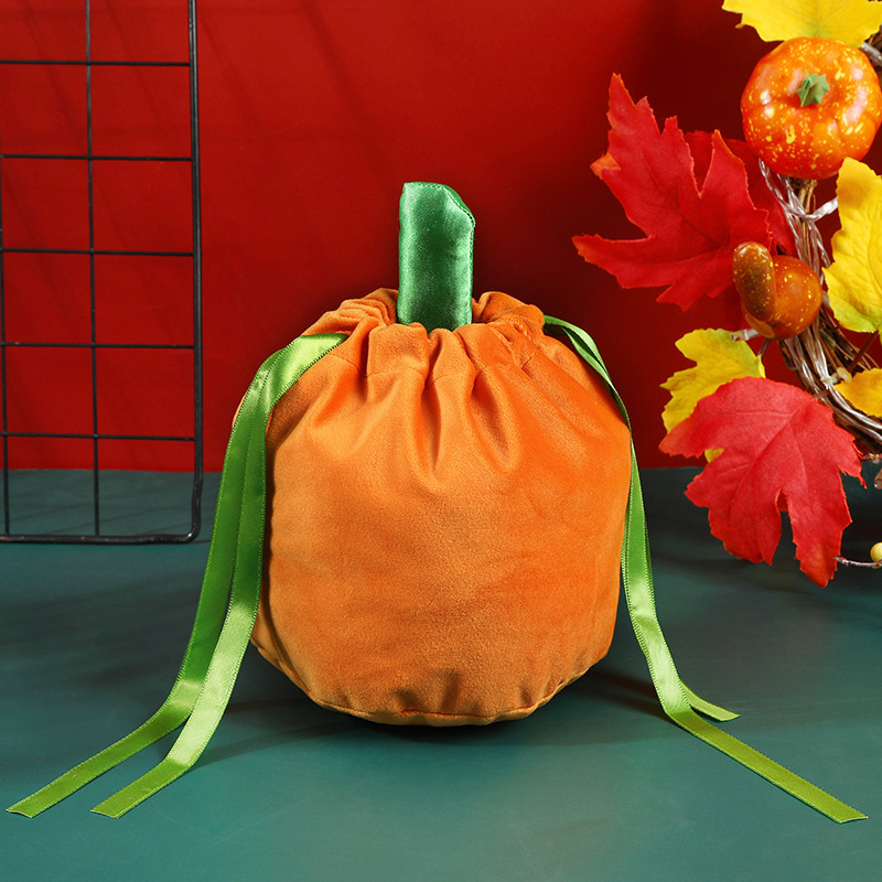 Bolso de caramelo de calabaza con corcho de terciopelo de Halloween, bolsa de calabaza, bolsa de caramelo de fiesta, bolsa de caramelo decorativa, bolsa de terciopelo