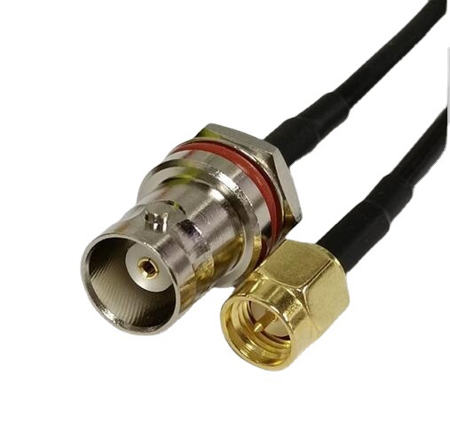 RG174 电缆 镀镍 BNC母后拧螺母转 SMA公头50欧姆 射频同轴连接线