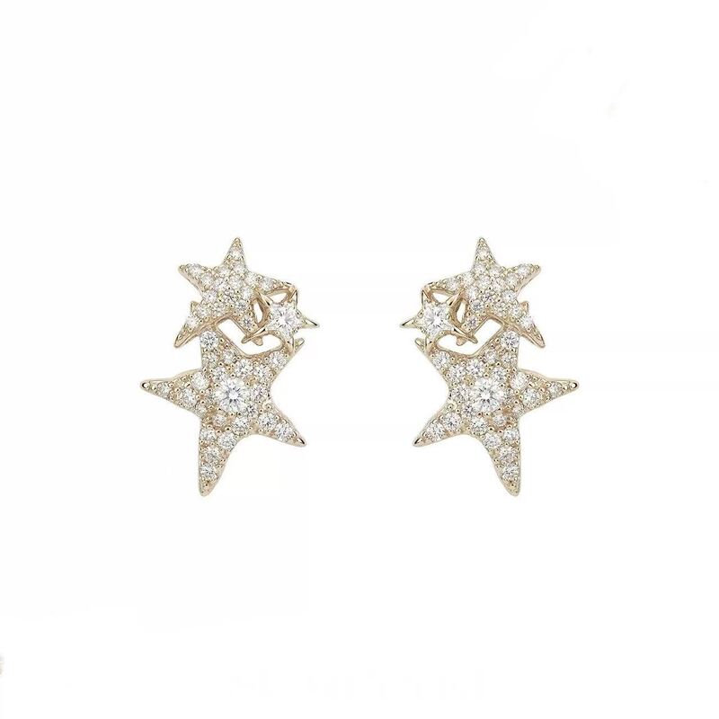 New Design Meteor Series Dazzling Full Diamond Earrings, Commuter Niche High-End Earrings