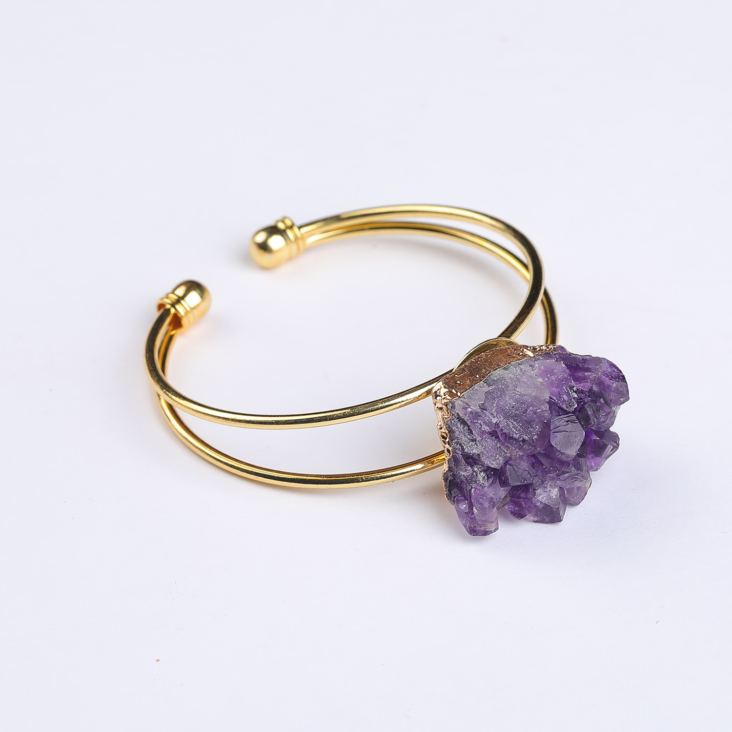 Women'S Gender Inlay Design Elegant Geometric Copper Gold Plated Crystal Wholesale Bangle