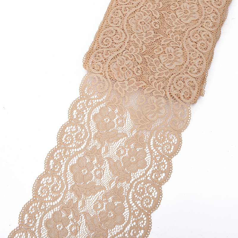 Spandex de encaje de nylon de encaje elástico multicolor opcional accesorios de ropa de las mujeres materiales de ropa al por mayor