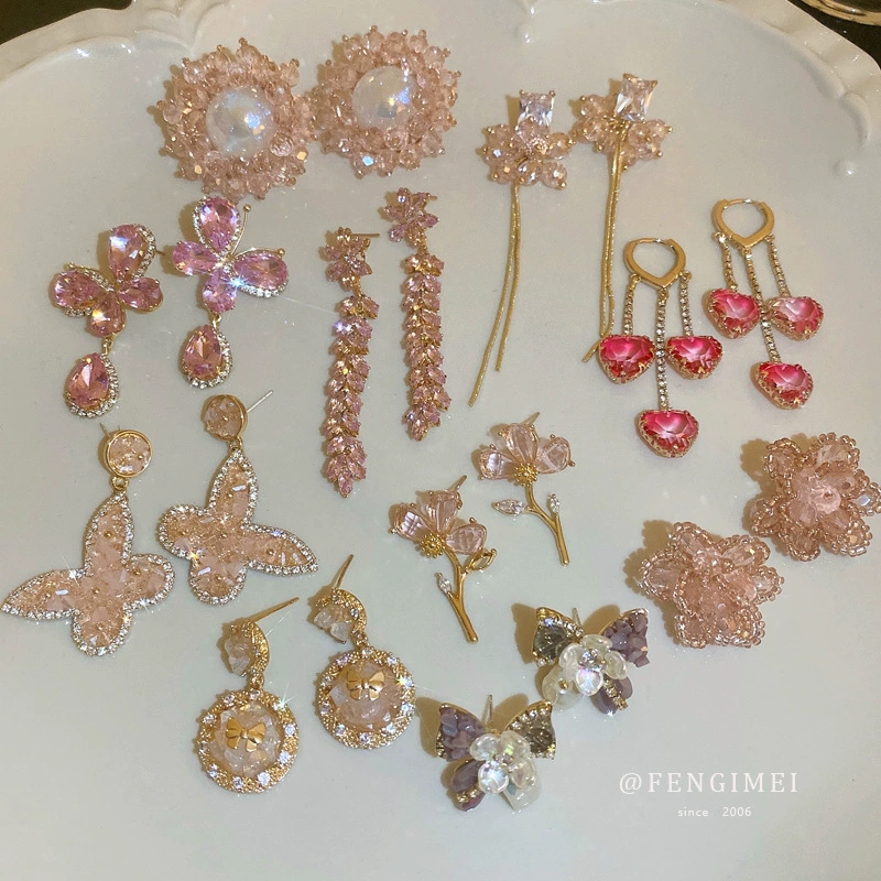 Серебряная игла, модные милые серьги, цветы