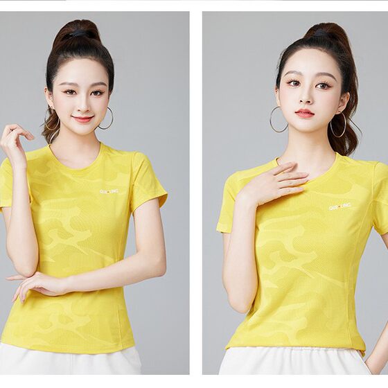 204 Square Dance Clothing Summer New Sports T-shirt Women's Casual Fitness Running Dancing Quick-drying Short-sleeved Top