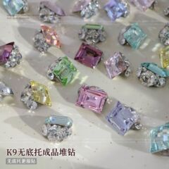 K9 底なし長方形パイルダイヤモンドネイルアートジュエリーブティック氷砂糖パイルダイヤモンド手作り完成ネイルダイヤモンドジュエリーダイヤモンドボール
