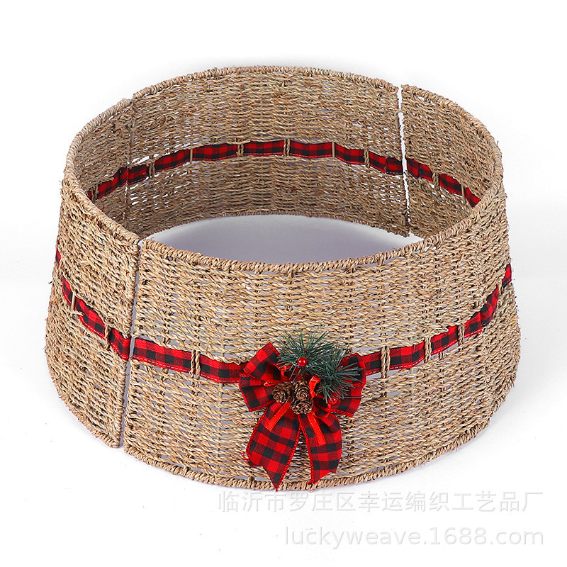 Seagrass Woven Christmas Tree Skirt, Water Grass Christmas Tree Skirt, Rattan Tree Fence, in Stock, Wholesale, Cheap