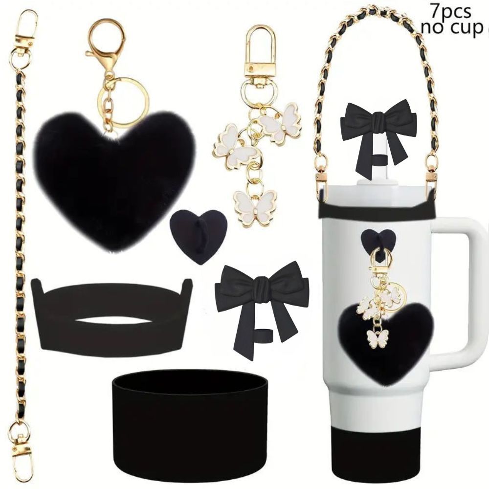 Accesorios de taza Stanley colgante de cuerda de mano flor de silicona gorra de paja de peluche colgante de taza cadena de taza de color cubierta de taza