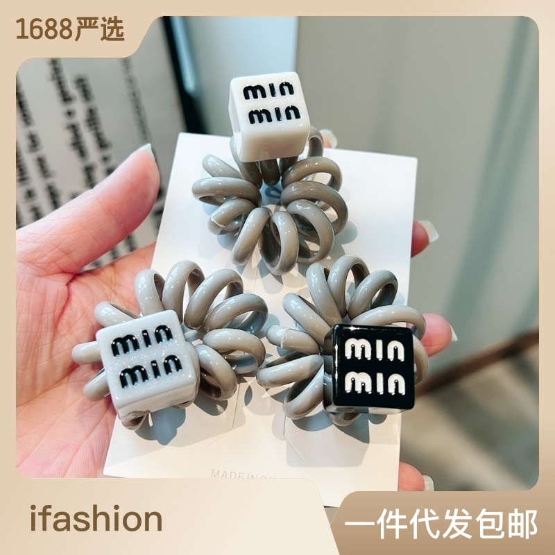 Dongmen Spring/Summer Letter Square Hair Ring Cute Girl Phone Line Hair Rope Tie ponytail Braid Ball Head Rope