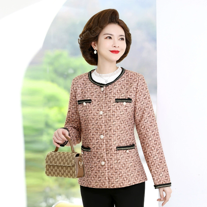 Широкое платье для молодых женщин в западном стиле, топ в стиле Шанель, женская одежда среднего возраста, тонкая короткая клетчатая куртка на весну и осень