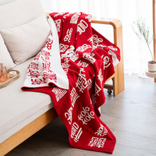 国风百喜毛毯 小众双面设计半边绒盖毯喜庆红色百福毯子保暖床毯