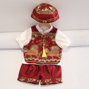 Traditional Chinese Style Baby First Birthday Outfit for Boys and Girls, Red Baby Suit for First Birthday Banquet, Tang Suit, Hanfu