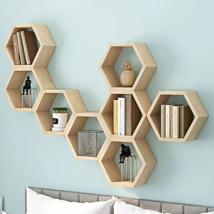Hexagonal Plaid Wall Storage Rack Campus Culture Wall Decoration Rack Simple Bedroom Study Wall Hanging Display Rack