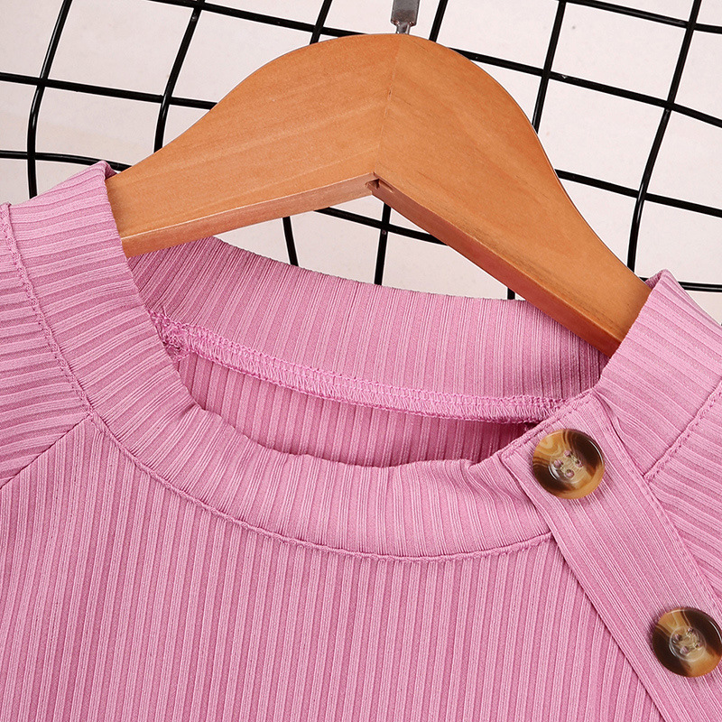 Girls' 2024 Spring New Knitted Long sleeved+Belt Short Skirt Korean Two piece Set for Children_voghion.com