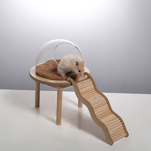 Hamster Landscape Supplies Gold Wire Bear Bathroom Glass Ball Toilet Cage Internal Furniture Real Wood Staircase Escape House