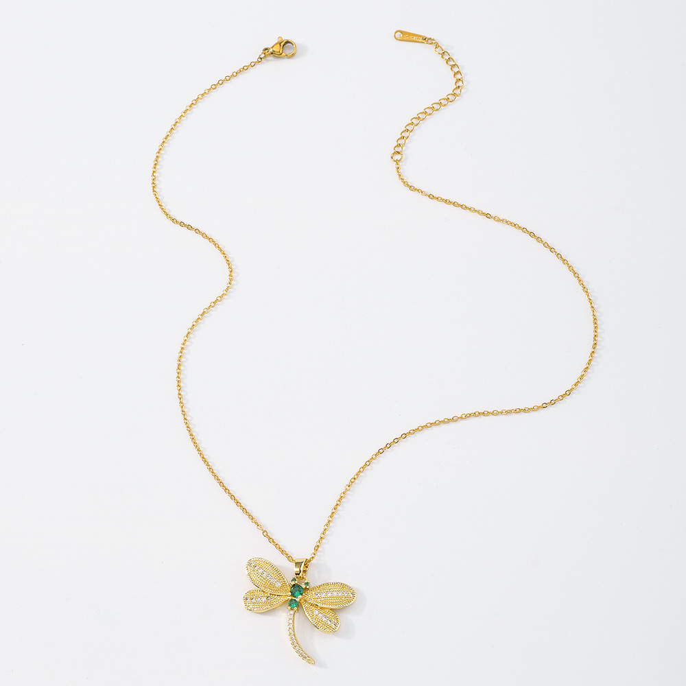 retro heart green diamond necklace animal geometric clavicle chain