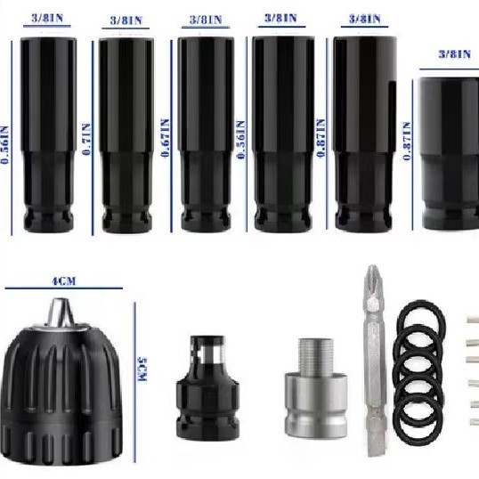 电动扳手套筒头六角加长套筒套装电钻套筒大飞加长套头套管8-32mm