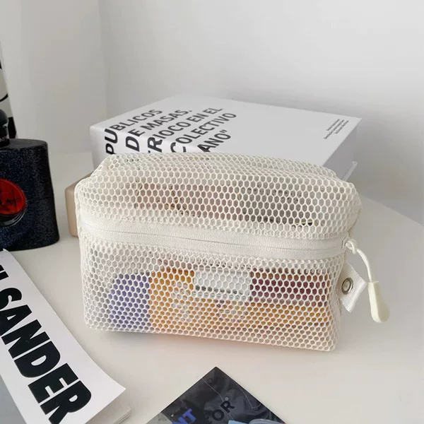 Portable Coin Purse, Mesh Storage Bag, Mini Cosmetic Bag, Data Cable, Headphone Bag, Small Sundries Storage Bag