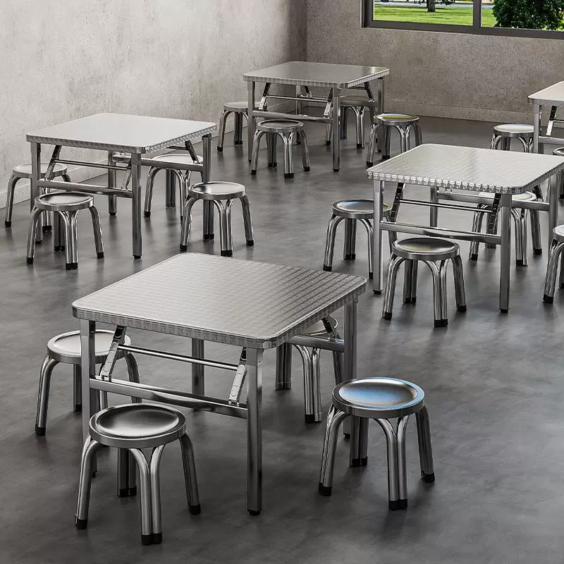 304特厚不锈钢折叠桌方形野外出租房食堂桌便携学习写字摆摊桌子