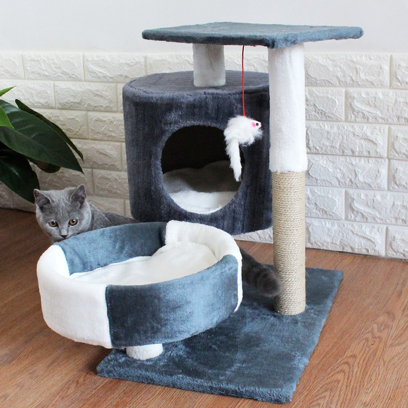 猫咪用品保暖猫爬架猫窝猫树实木一体小型树屋猫抓板爬架网红别墅|ru