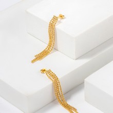 欧美ins冷淡风复古夸张钢珠流苏耳环跨境热销钛钢镀18k金耳饰