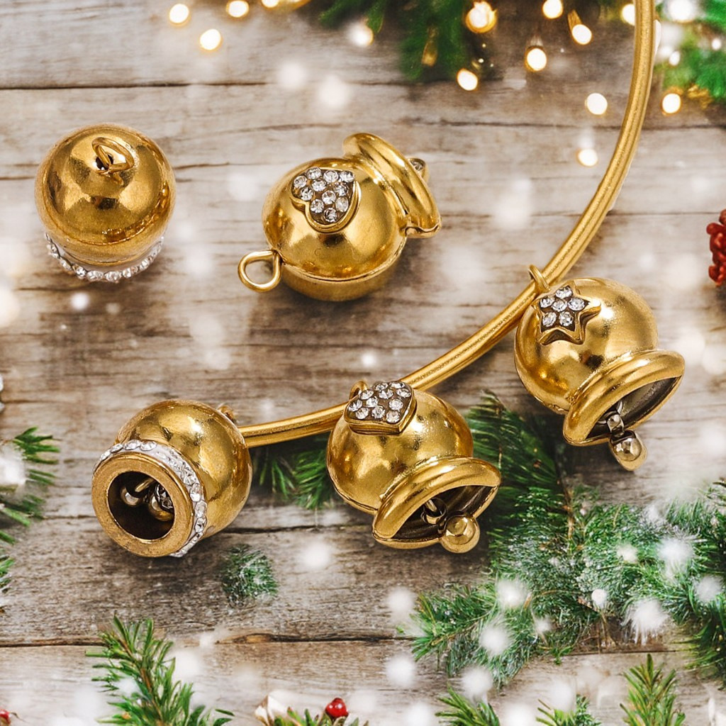 Joyas de acero inoxidable decoración de Navidad campana metálica DIY colgante de pulsera de acero de titanio colgante de joyas impermeables al por mayor