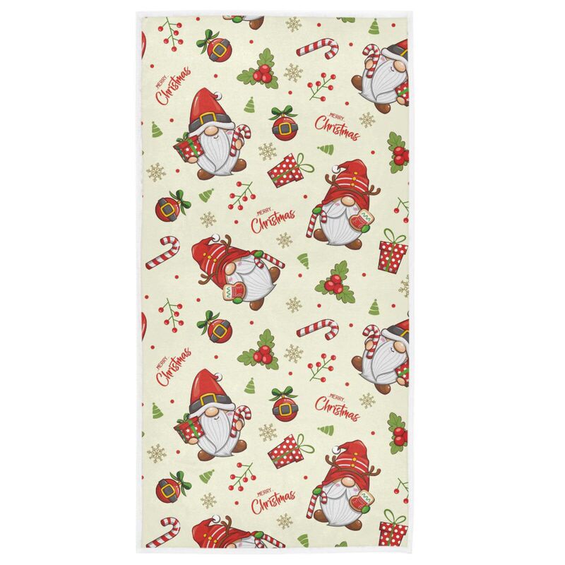 Winter Christmas Bathroom Beach Towel Santa Gnome Kitchen Wash Bowl Hanging Towel Bathroom Shower Guest Beach Towel