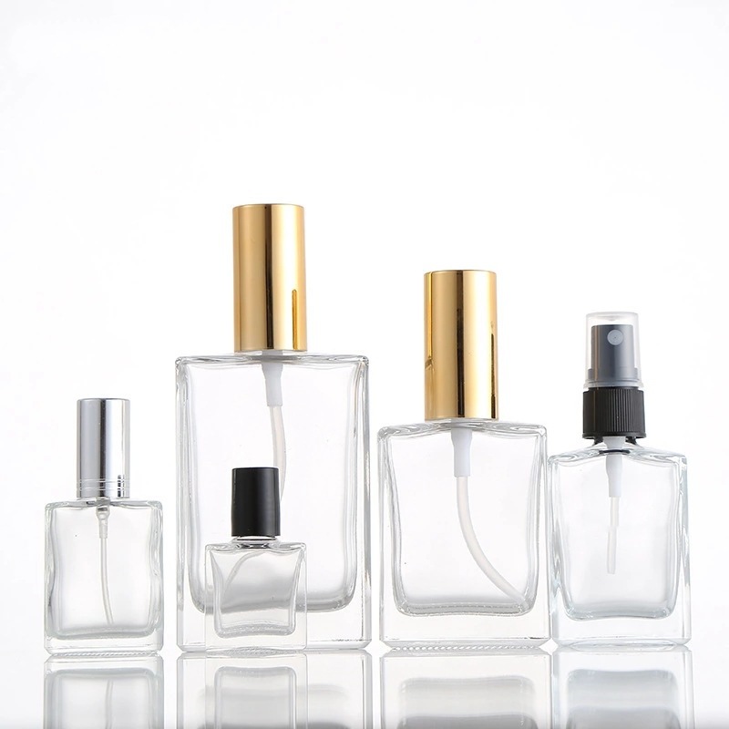 Bulk perfume bottle empty transparent glass bottle perfume refill bottle cosmetic bottle square spray bottle bottle