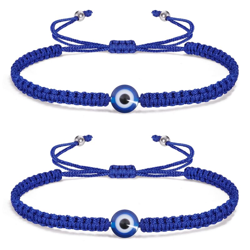 Cross-border Amazon New Evil Eye Blue Eye Ethnic Style Woven Bracelet Couple Friendship Adjustable Simple Jewelry