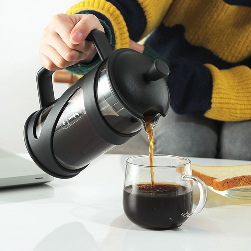 French press coffee pot, hand-brew filter press pot, glass tea maker, milk frother, press tea pot, coffee filter cup