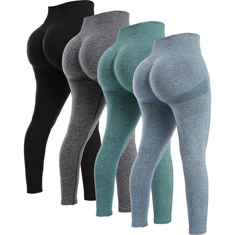 4 Piece Butt Lifting Workout Leggings for Women Seams Gym|undefined