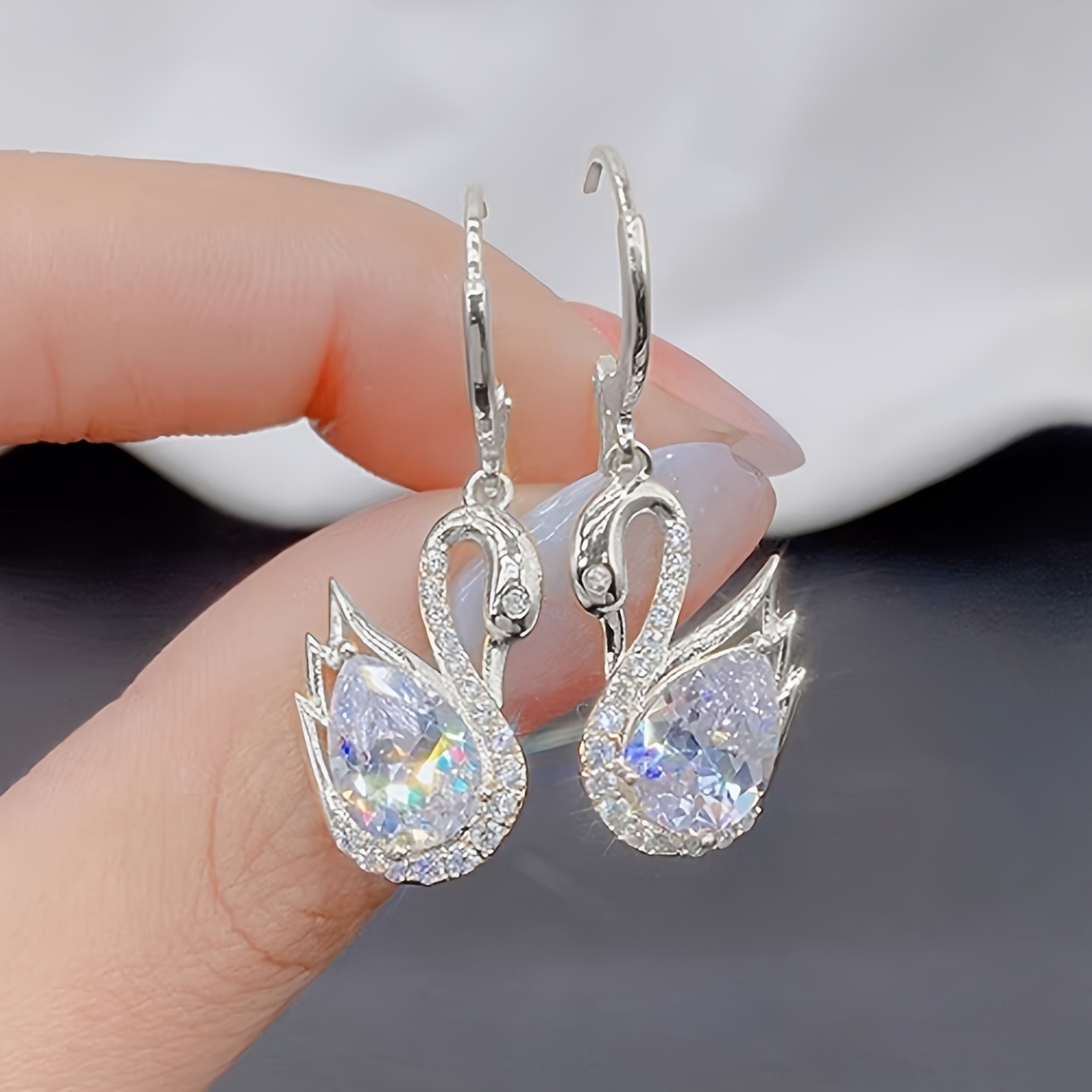 (Cross-border trading), swan, small design elegant earrings, trend of season