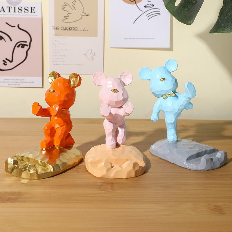 Cute bear tablet phone holder for watching TV cute ins style cartoon girl heart student gift creative ornament