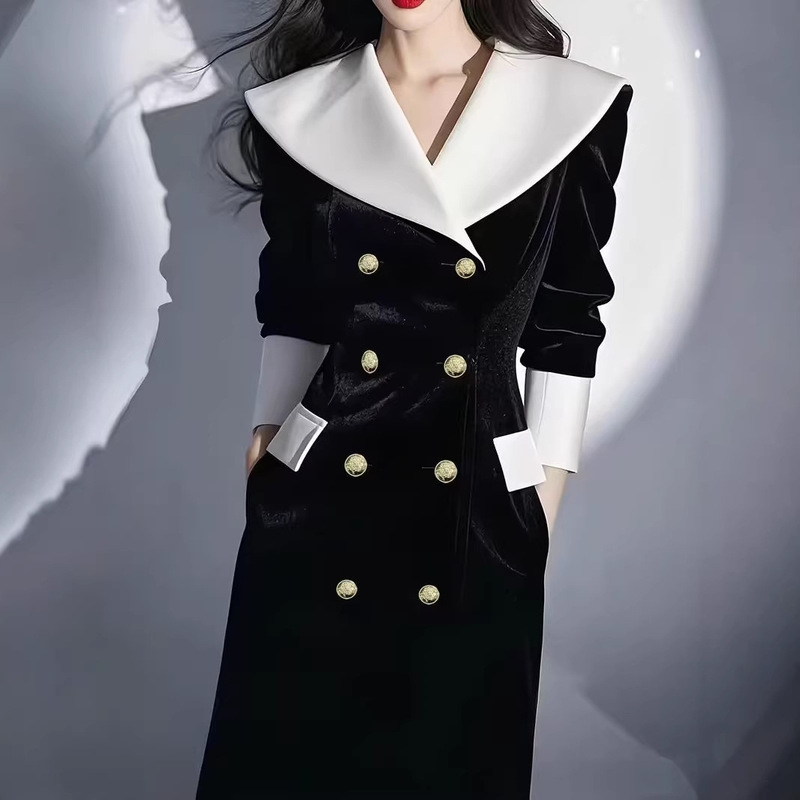 2026 New Style Soufflé Light French Style Outfit for Formal Occasions, Elegant Hepburn Style Long Dress, Black Velvet Dress 2026 New Style Soufflé Light French Style Outfit for Formal Occasions, Elegant Hepburn Style Long Dress, Black Velvet Dress