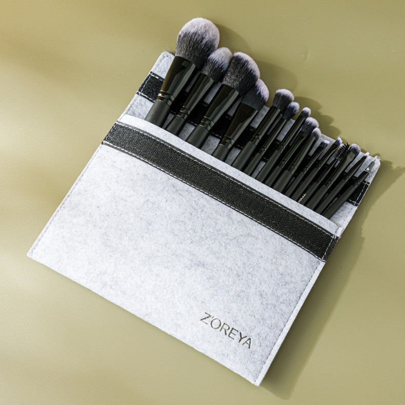 Juego de brochas de maquillaje transfronterizas Cangzhou, 15 piezas, brocha negra para base, brocha para colorete, brocha para labios, brocha para sombra de ojos, herramientas de belleza