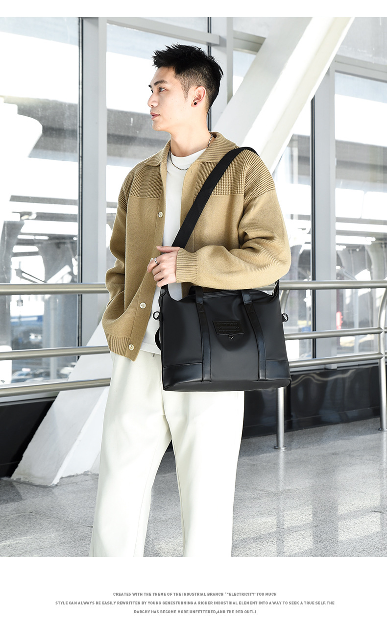 Men's business casual large-capacity travel bag, Korean-style fashionable handbag, lightweight crossbody bag, simple briefcase undefined