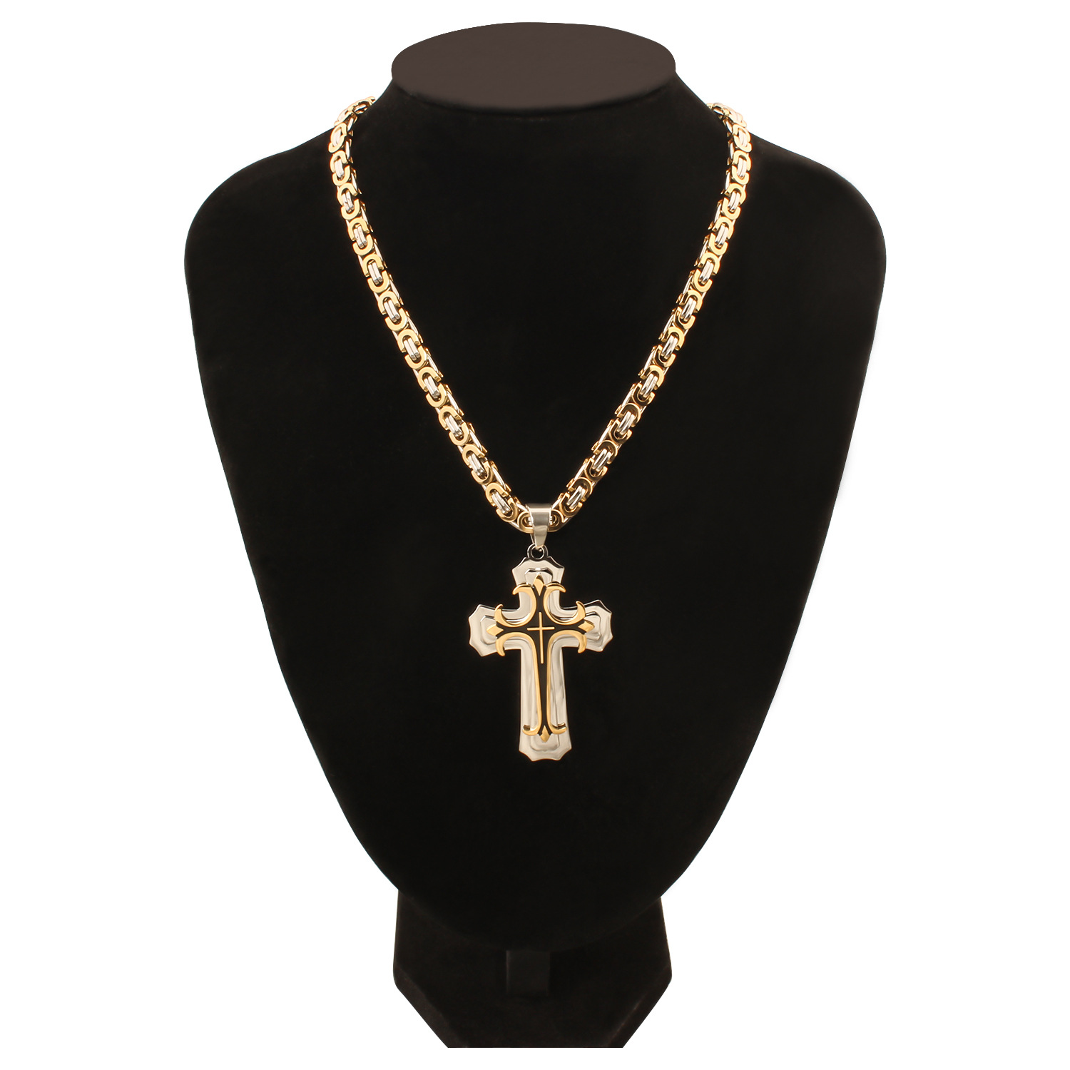 35g Weight Titanium Steel Pendant Material Pendant Necklace Classification Titanium Steel Chain Material 1 Piece Quantity Party, Carnival, Street Occasion Titanium Steel Material Cross Pattern Men's Gender Plating Design Exaggerated, Punk Style Exaggerated Punk Cross Titanium Steel Plating Men's Pendant Necklace 3
