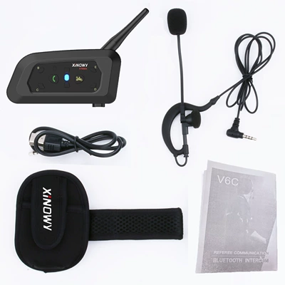 Xinowyv6Cpro Football Referee Intercom Headset Football Intercom Outdoor Intercom Badminton Sports Intercom (Motorcycle Helmet Headset) - xinony-v6c-pro-35mm-earhook-single-package