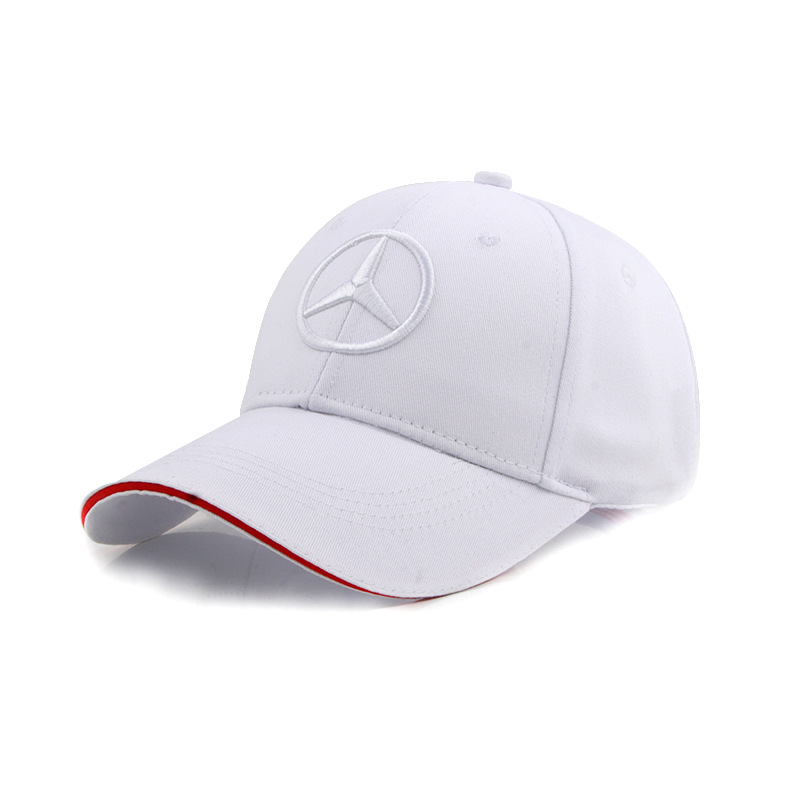 thumbnail image 1 of Nueva gorra de béisbol bordada con logo de coche gorra de coche Mercedes Mercedes gorra con visera gorra publicitaria blanca, 1 of 2