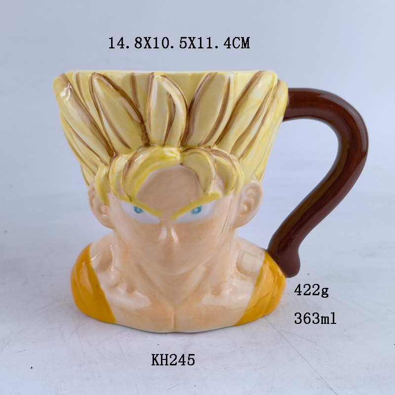 Cerámica siete tazas de bolas de dragón, dibujos animados creativos de Sun Wukong, tazas de dragón de cuatro estrellas, exportaciones transfronterizas