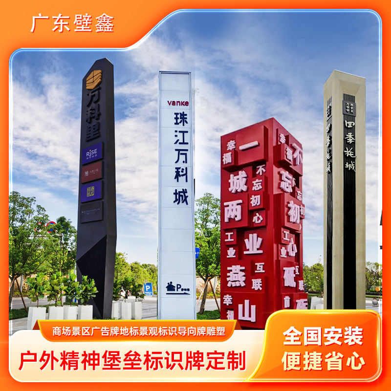 精神堡垒导视牌定制景区户外不锈钢标识立牌游泳馆商场地库停车场