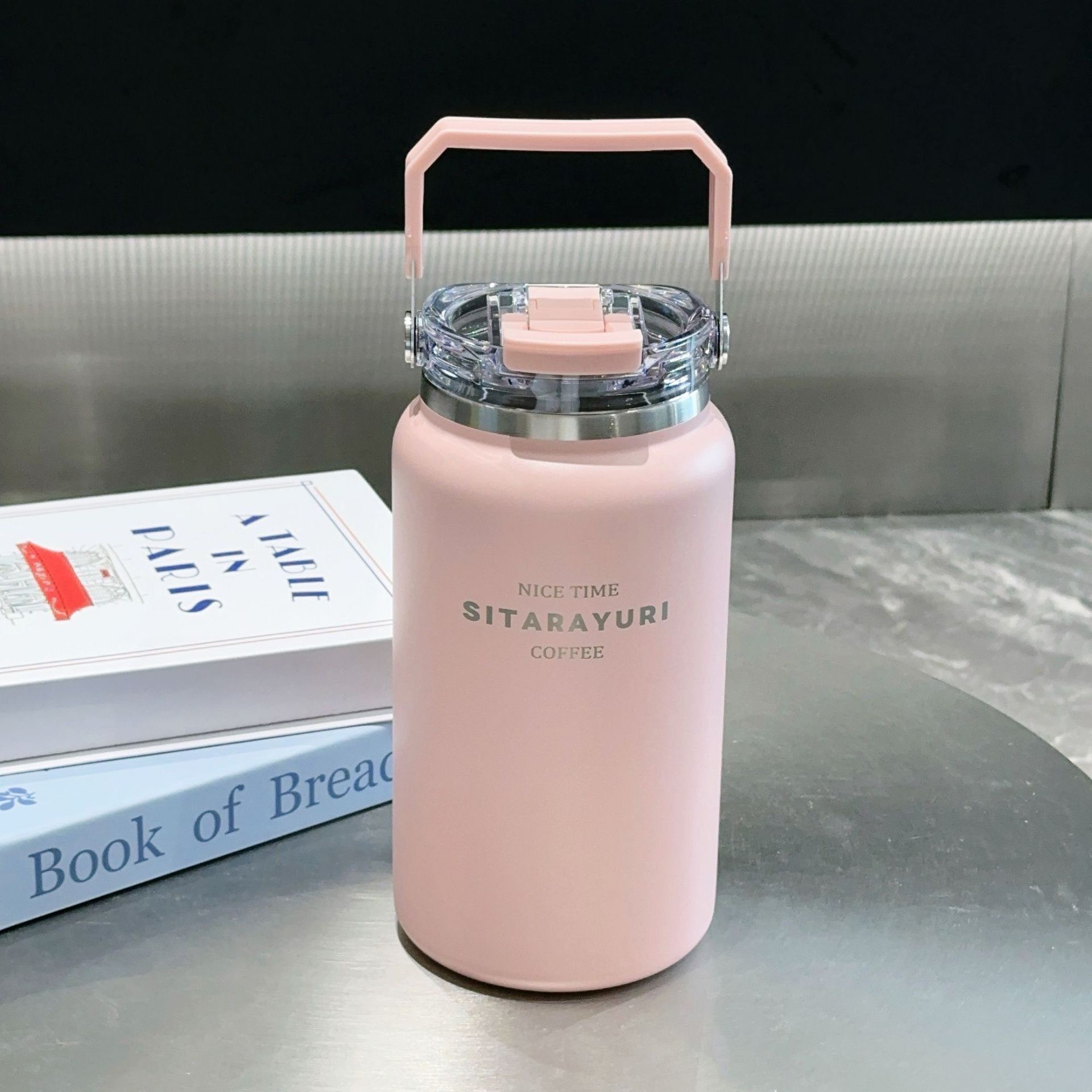 SITARAYURI Taza de hielo de gran capacidad de paja Taza de aislamiento de calor portátil de viaje al aire libre Taza de bebidas dobles